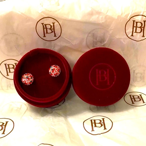 Hillberg & Berk Cherry Sparkly Ball Stud Earrings - Picture 3 of 5